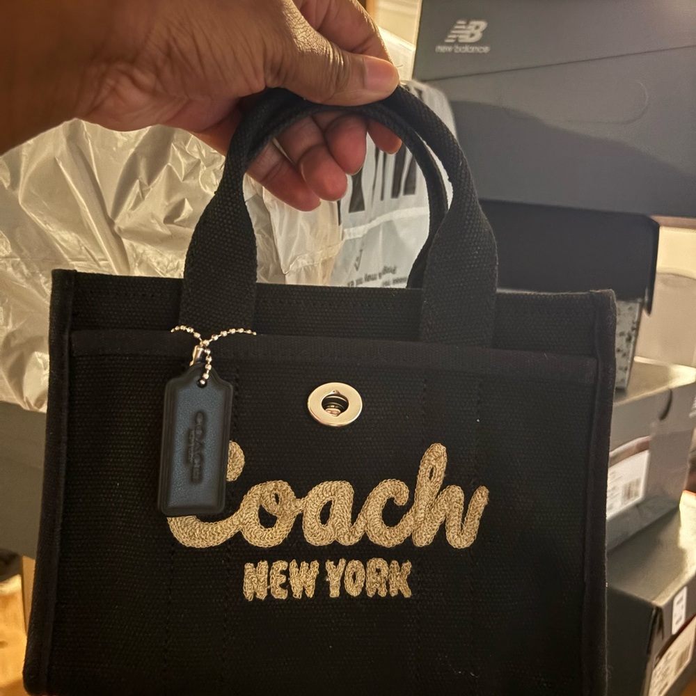 Coach Black Tote with Gold Logo